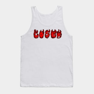 Loser red flames black outline Tank Top